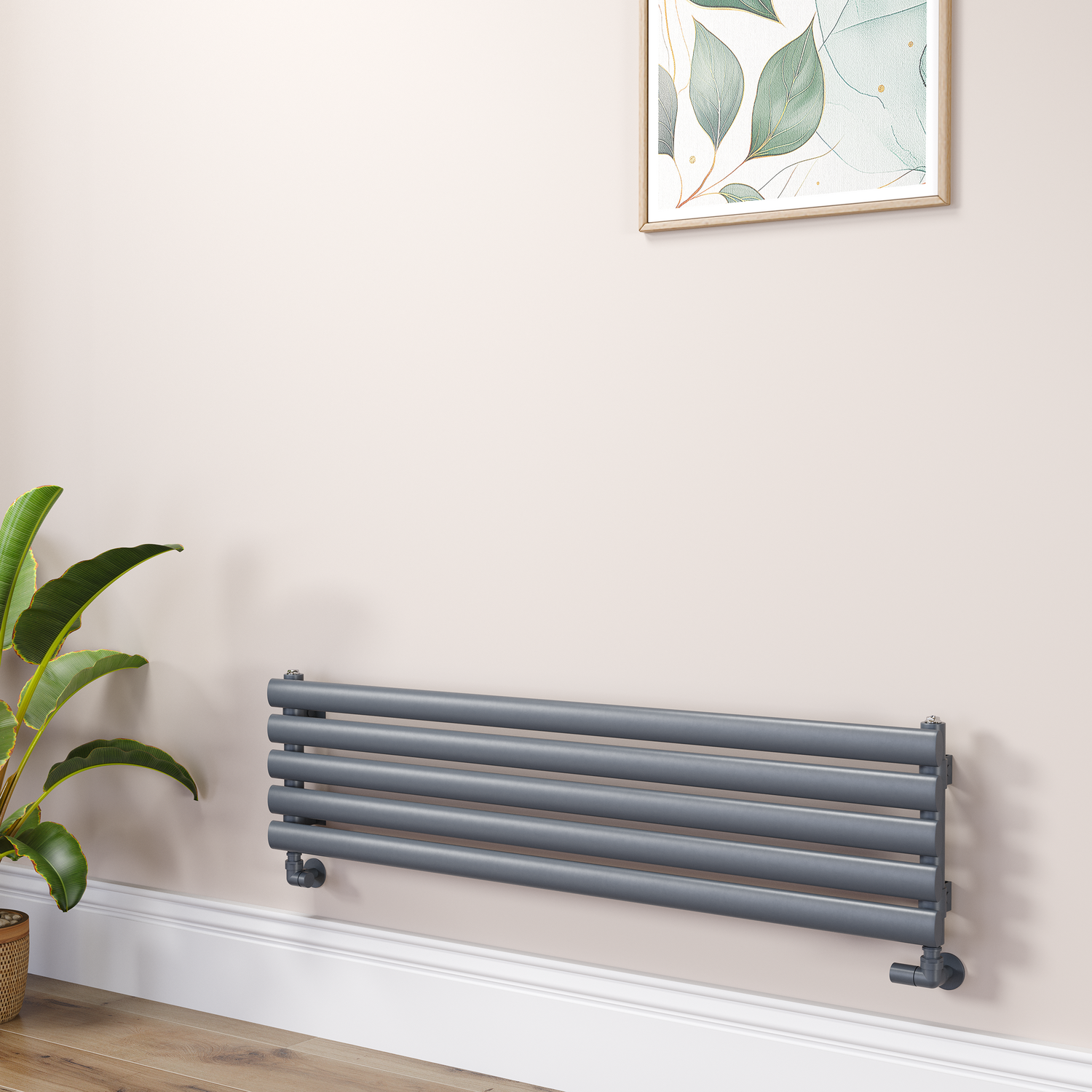 Sorrento Dark Grey Anthracite Oval Designer Radiator 295X1200mm Single Panel 1433 Btu RHS5-1200-DGCO