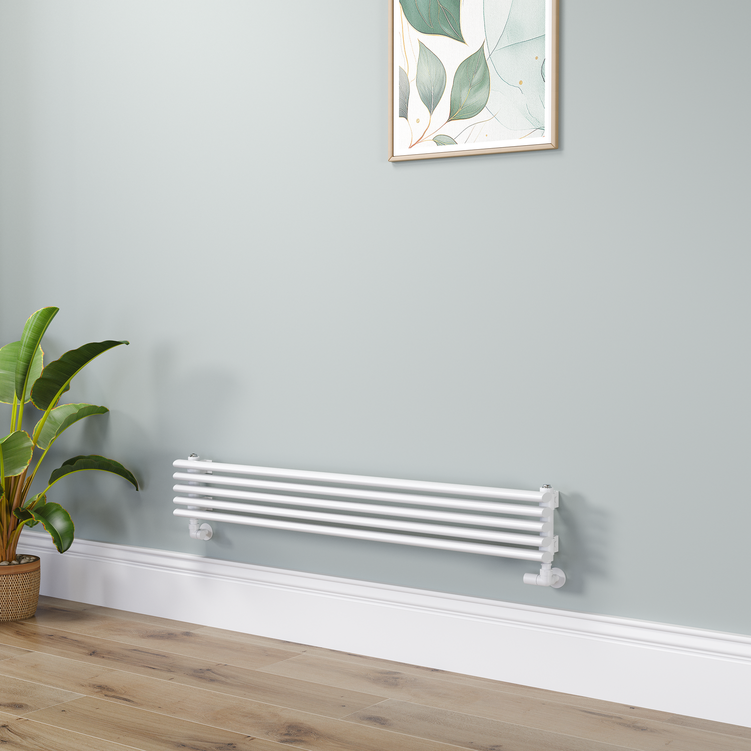Ventura  Oval Unique Designer Radiator 175X1200mm Single Panel 1147 Btu RHS5-1200-WCOU