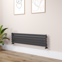 Riace Midnight Black Flat Designer Radiator 350x1400mm Single Panel 1850 BTU
