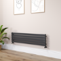 Riace Midnight Black Flat Designer Radiator 350x1400mm Single Panel 1850 BTU