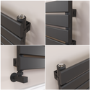 Riace Midnight Black Flat Designer Radiator 350x1400mm Single Panel 1850 BTU