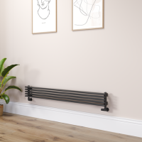 Ventura Midnight Black Oval Unique Designer Radiator 175x1400mm Single Panel 1348 BTU