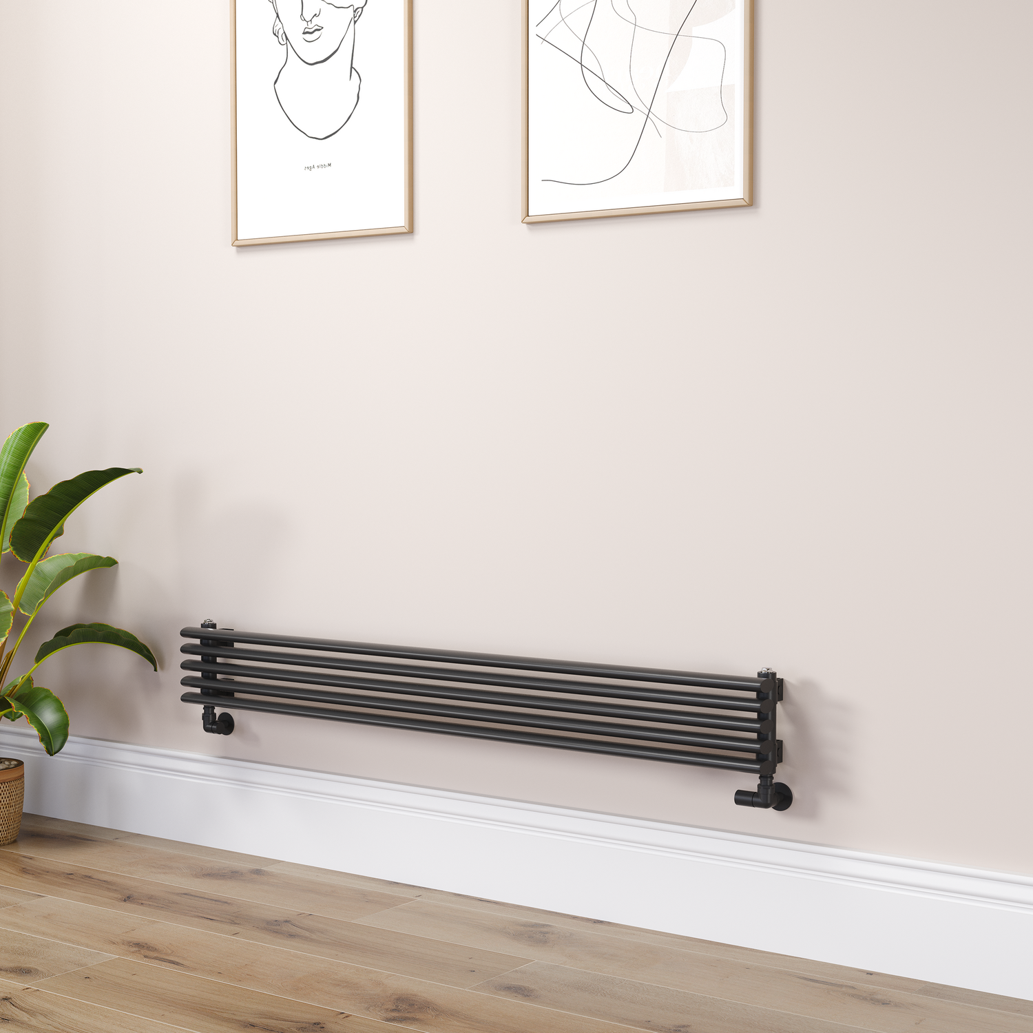 Ventura Midnight  Oval Unique Designer Radiator 175X1400mm Single Panel 1348 Btu RHS5-1400-BCOU