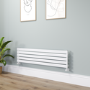 Riace White Flat Designer Radiator 350x1400mm Single Panel 1850 BTU