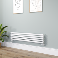 Sorrento White Oval Designer Radiator 295x1400mm Single Panel 1659 BTU
