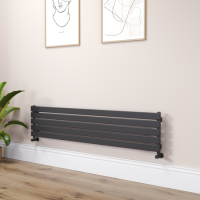 Riace Midnight Black Flat Designer Radiator 350x1600mm Single Panel 2109 BTU