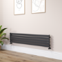 Riace Midnight Black Flat Designer Radiator 350x1600mm Single Panel 2109 BTU