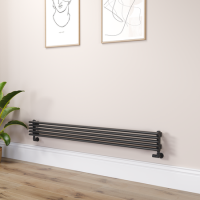 Ventura Midnight Black Oval Unique Designer Radiator 175x1600mm Single Panel 1553 BTU