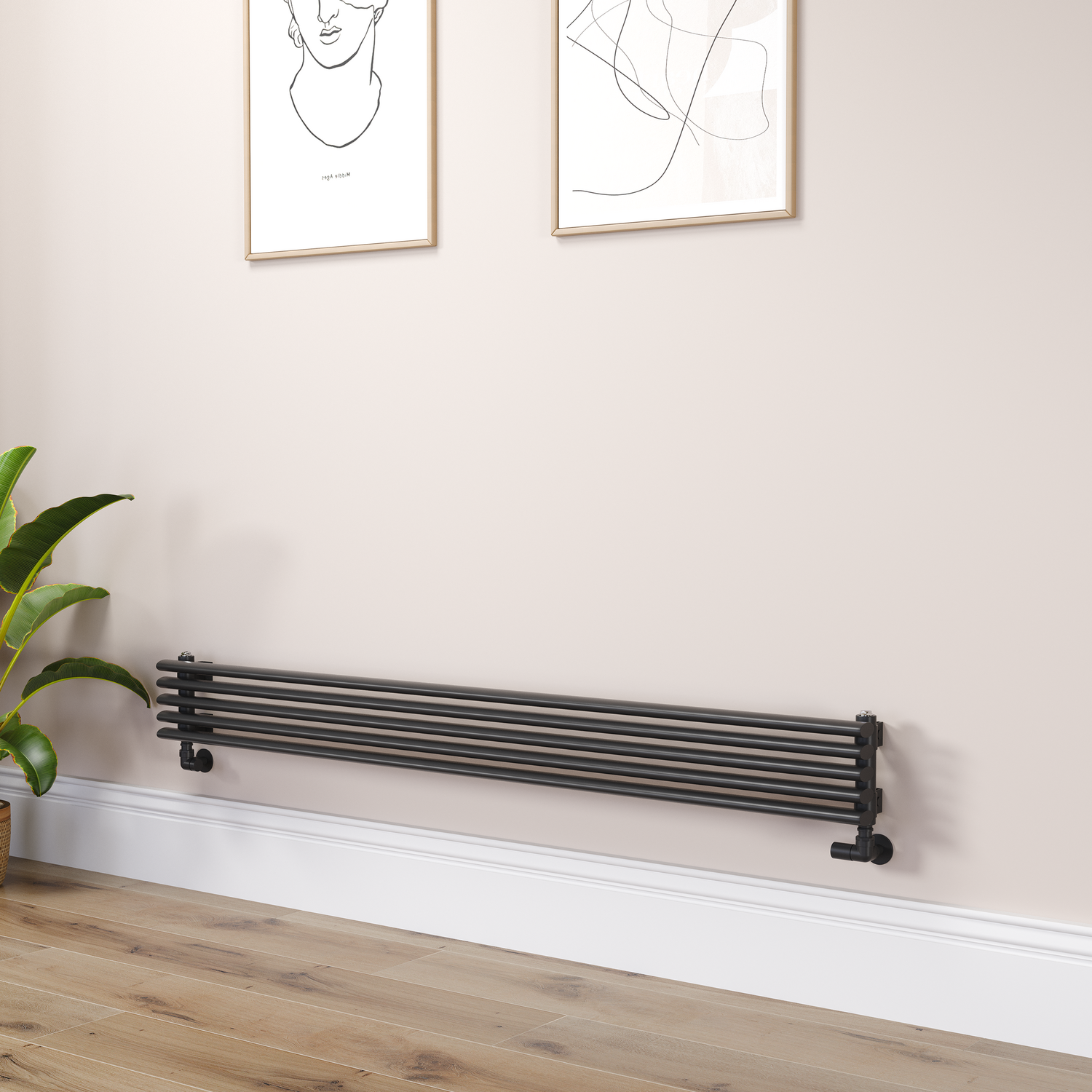 Ventura Midnight  Oval Unique Designer Radiator 175X1600mm Single Panel 1553 Btu RHS5-1600-BCOU