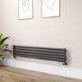 Sorrento Midnight Black Oval Designer Radiator 295x1600mm Single Panel 1891 BTU