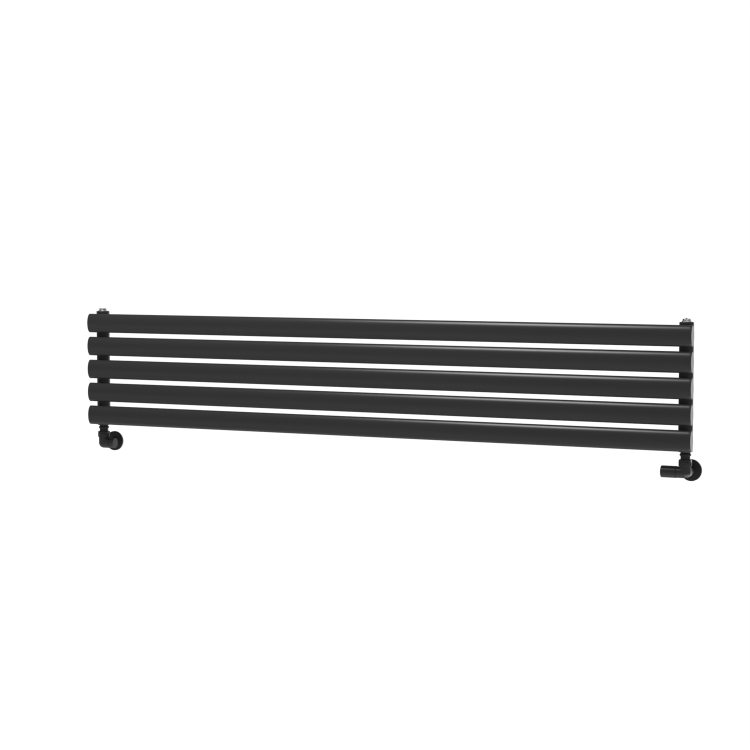 Sorrento Midnight Black Oval Designer Radiator 295x1600mm Single Panel 1891 BTU