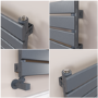 Riace Dark Grey Anthracite Flat Designer Radiator 350x1600mm Single Panel 2109 BTU