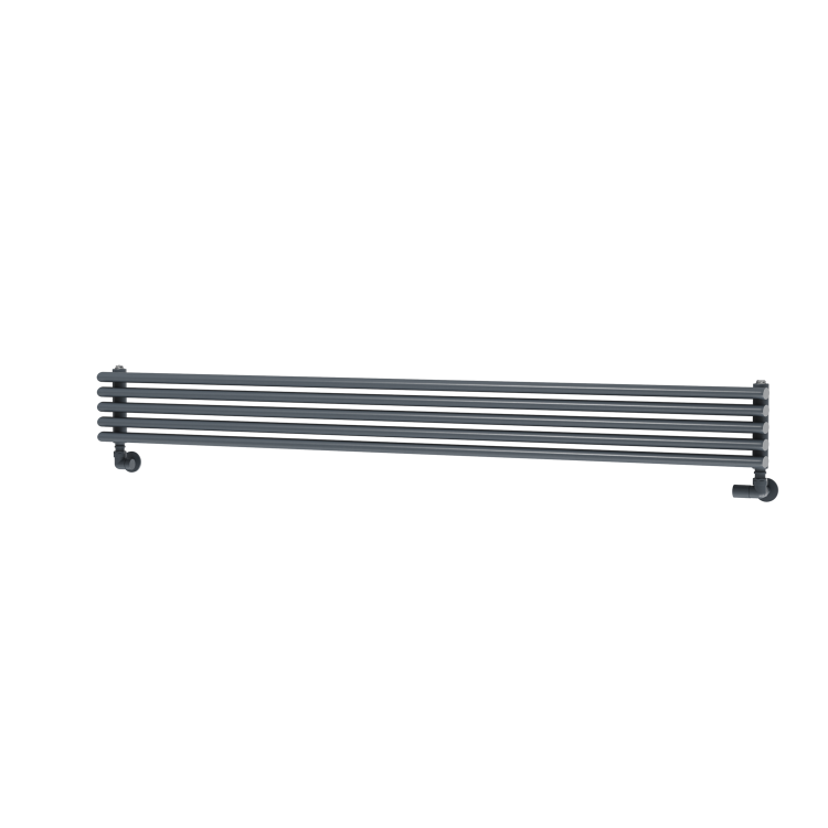 Ventura Dark Grey Anthracite Oval Unique Designer Radiator 175x1600mm Single Panel 1553 BTU