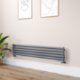 Sorrento Dark Grey Anthracite Oval Designer Radiator 295x1600mm Single Panel 1891 BTU