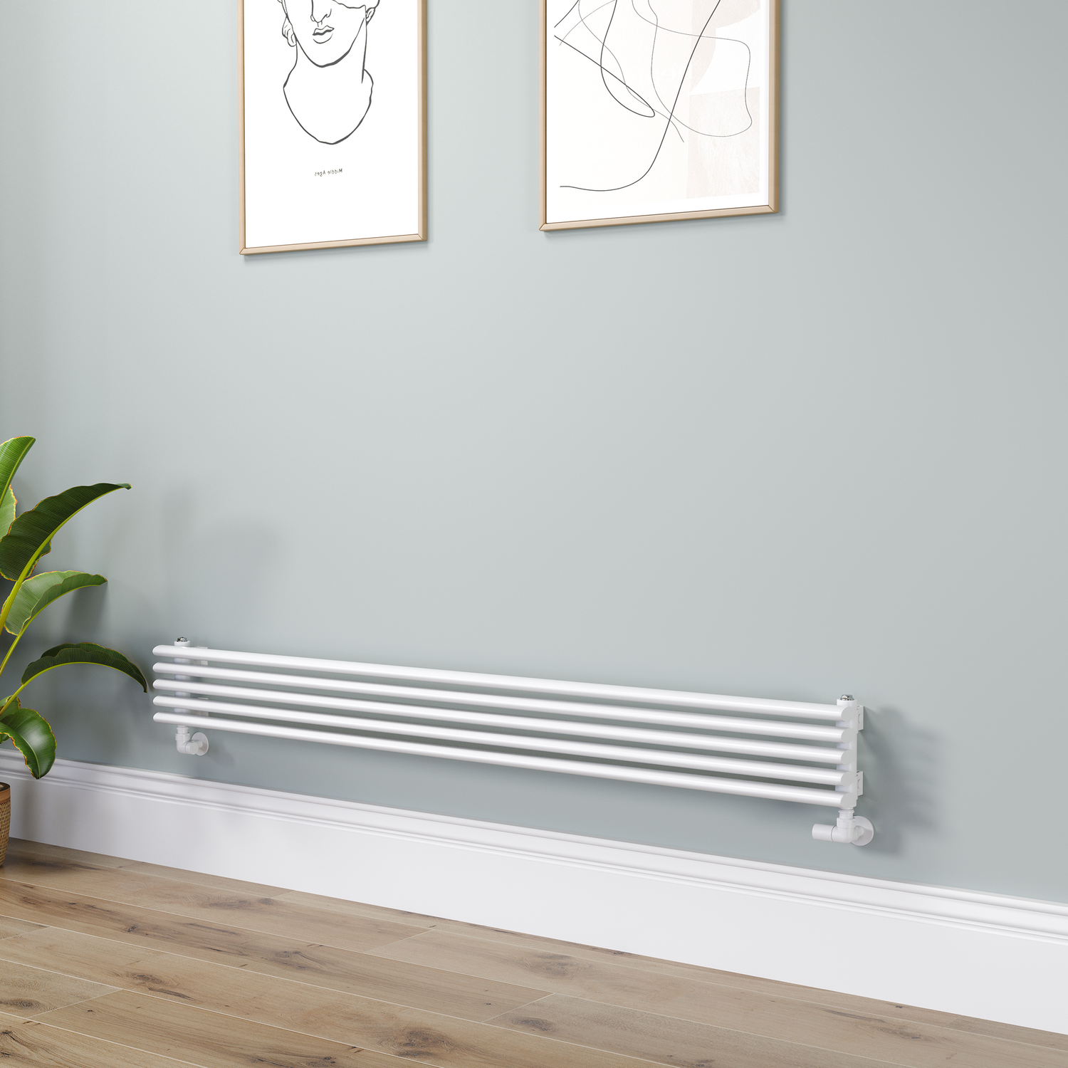 Ventura  Oval Unique Designer Radiator 175X1600mm Single Panel 1553 Btu RHS5-1600-WCOU