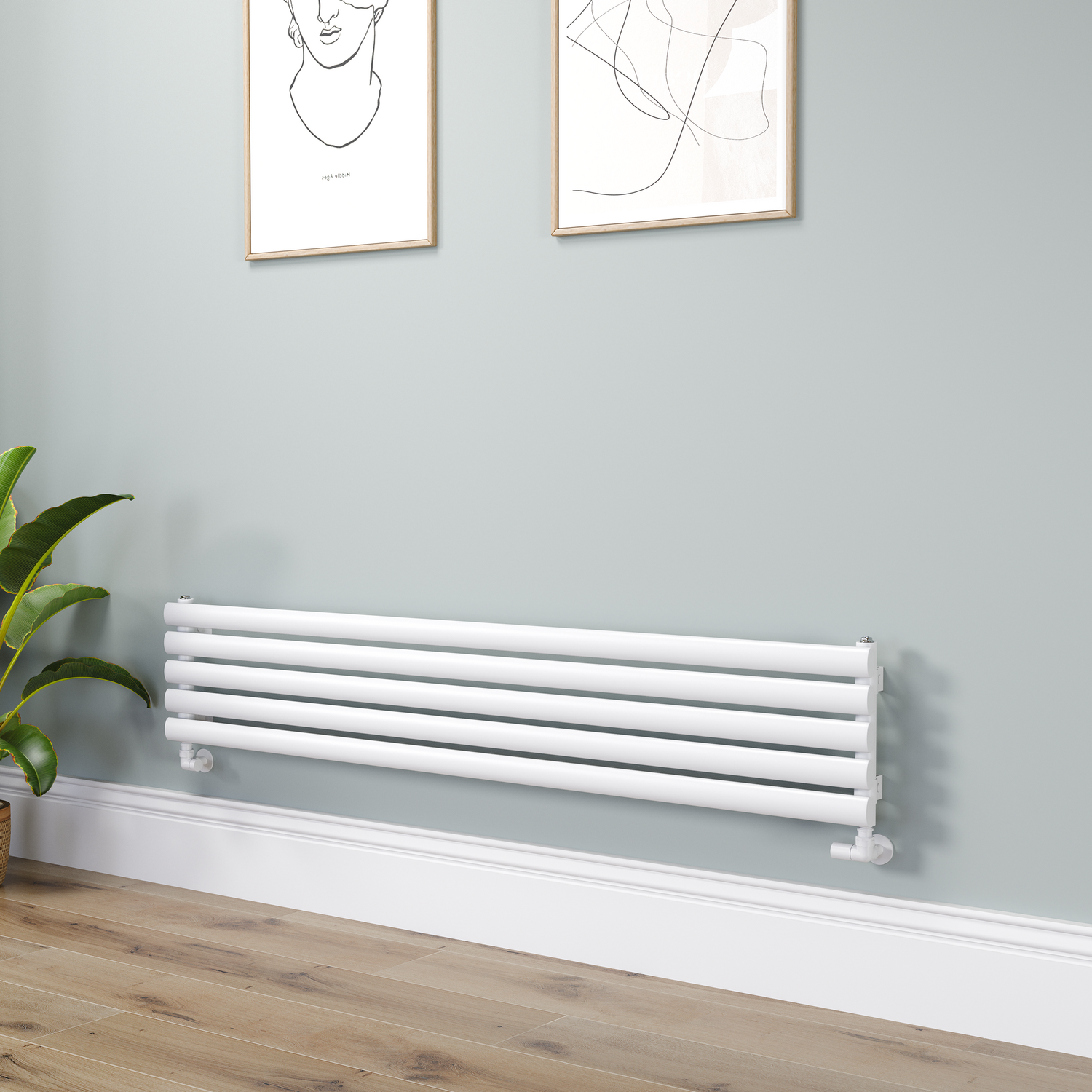 Sorrento  Oval Designer Radiator 295X1600mm Single Panel 1891 Btu RHS5-1600-WCO