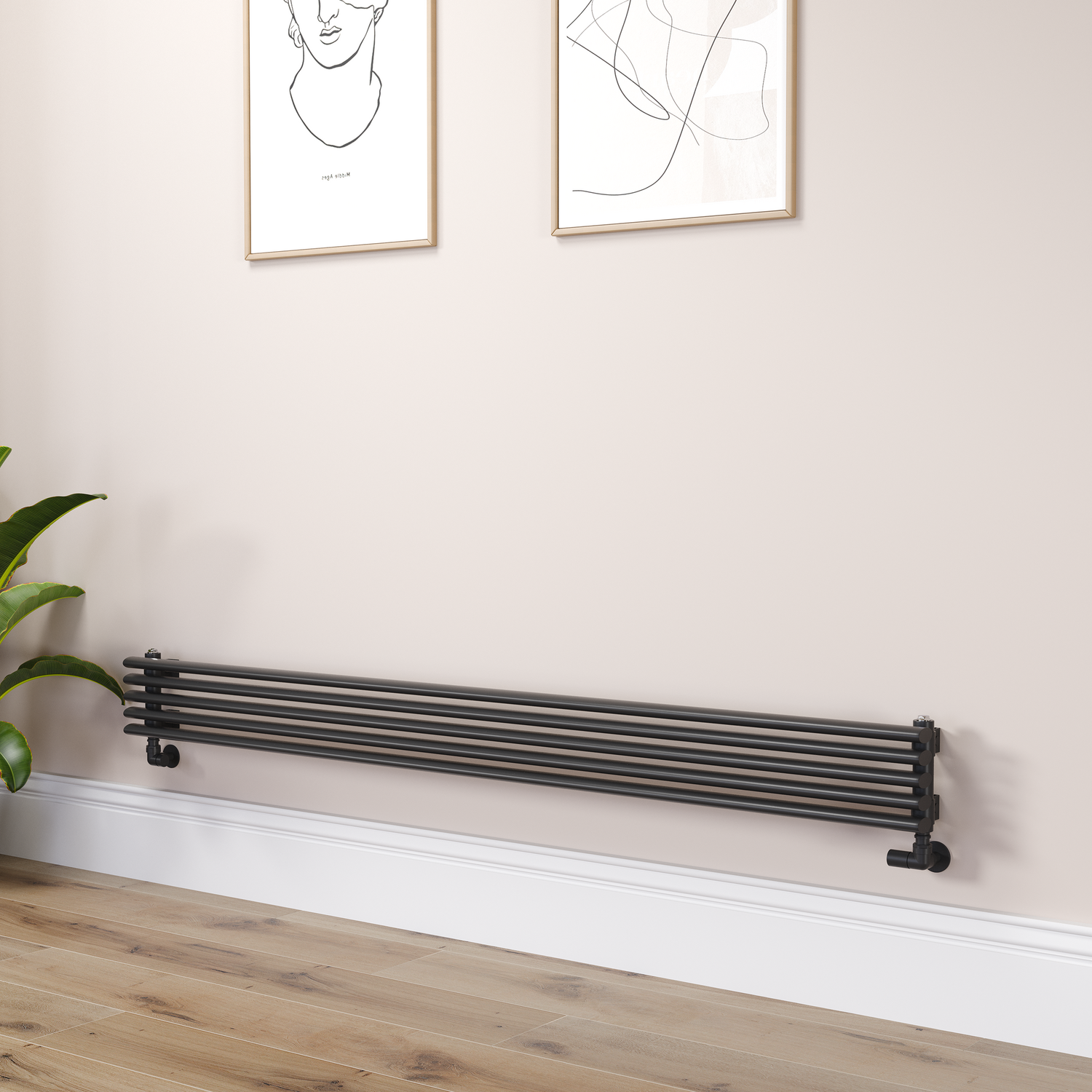 Ventura Midnight  Oval Unique Designer Radiator 175X1800mm Single Panel 1754 Btu RHS5-1800-BCOU