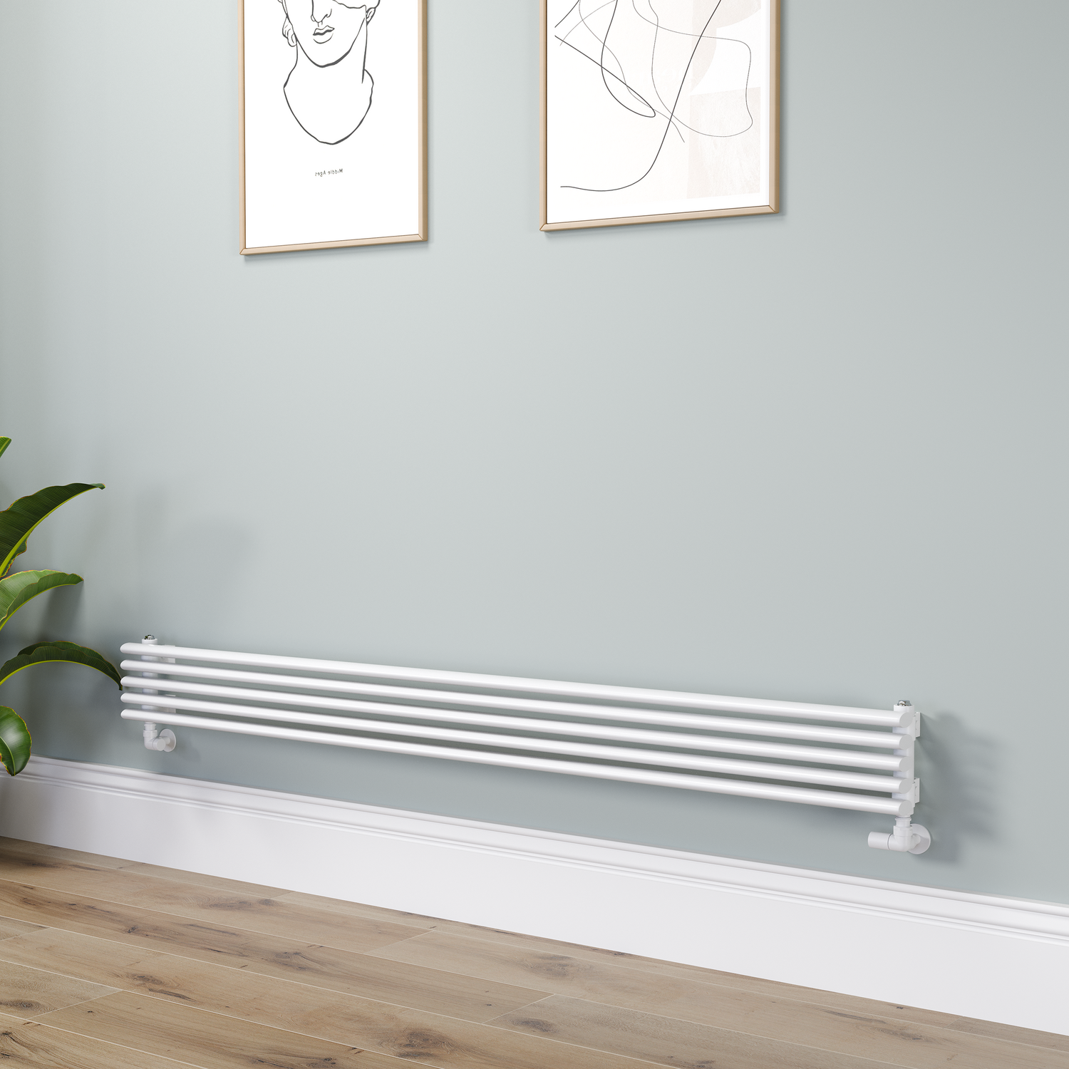Ventura  Oval Unique Designer Radiator 175X1800mm Single Panel 1754 Btu RHS5-1800-WCOU