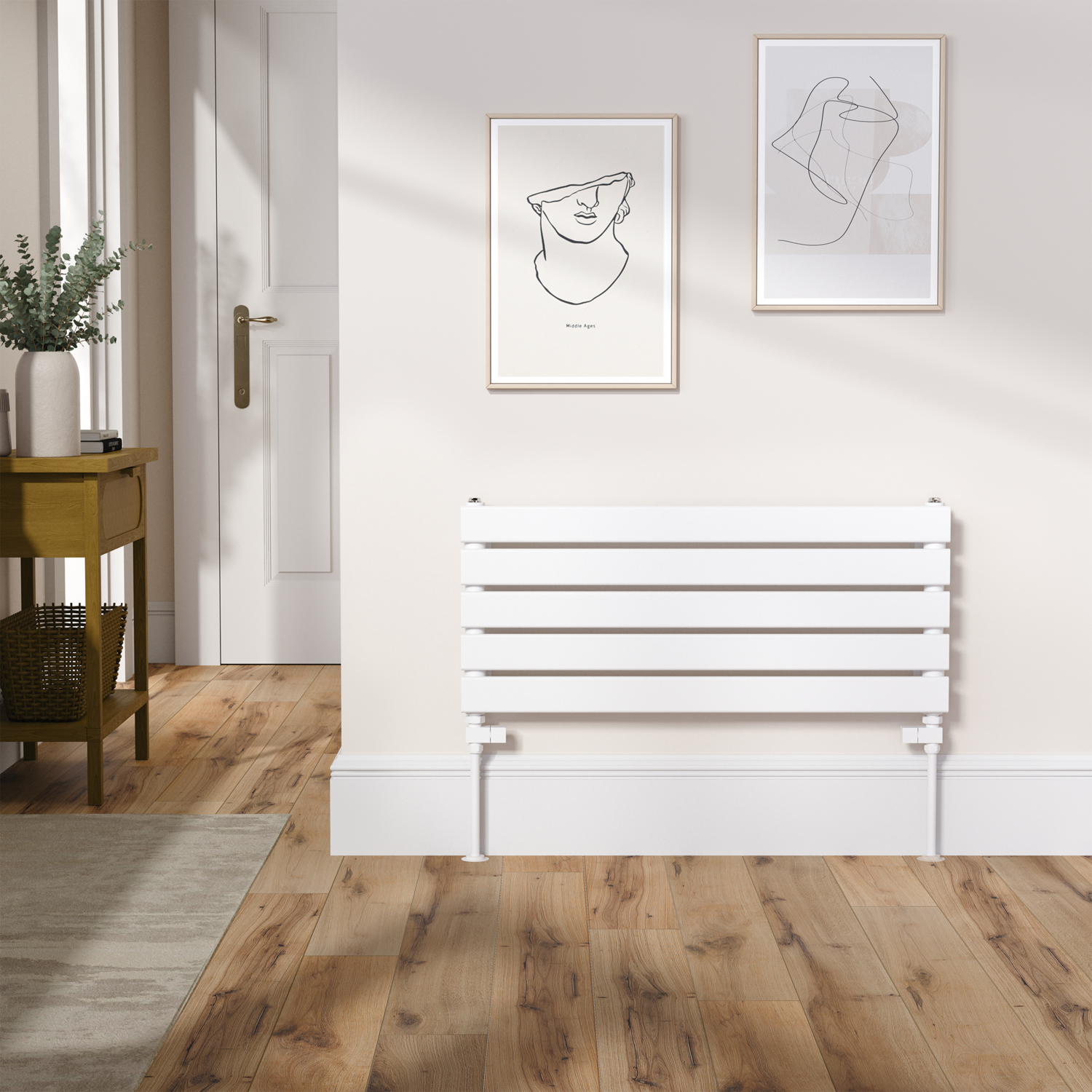 Riace  Flat Designer Radiator 350X800mm Single Panel 1106 Btu RHS5-800-WCF