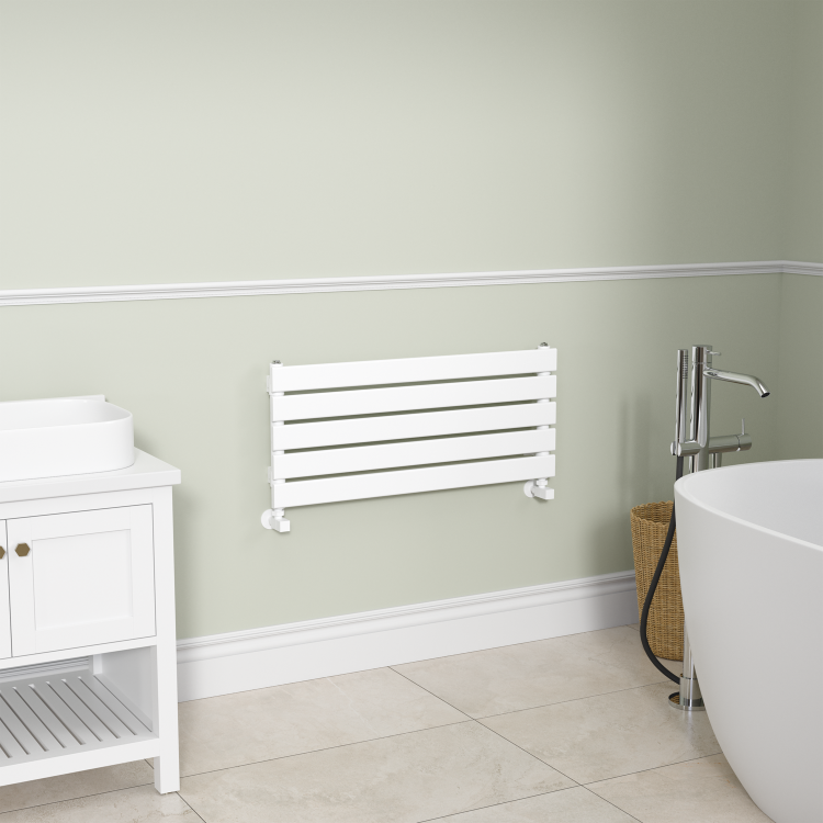 Riace White Flat Designer Radiator 350x800mm Single Panel 1106 BTU