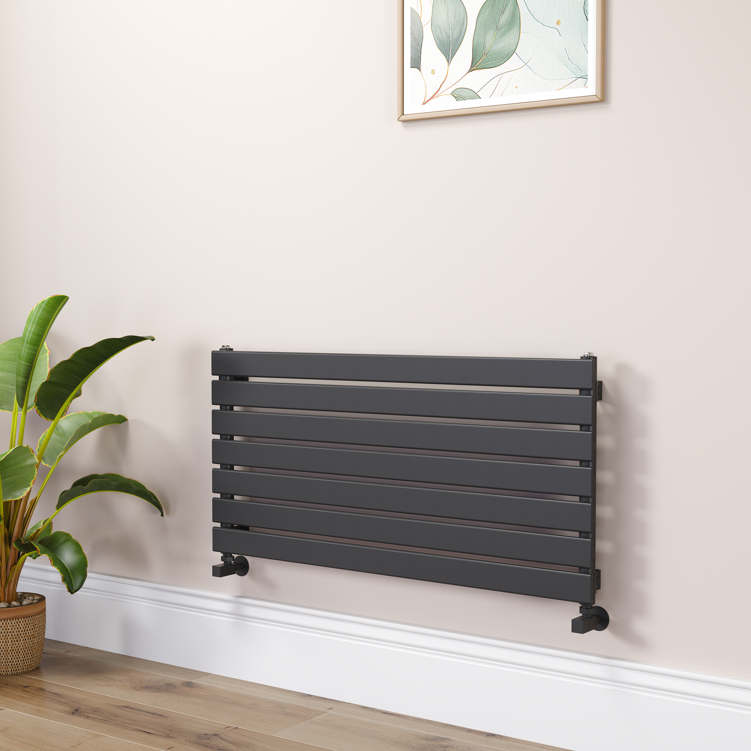 Riace Midnight  Flat Designer Radiator 490X1000mm Single Panel 1891 Btu RHS7-1000-BCF