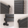 Riace Midnight Black Flat Designer Radiator 490x1000mm Single Panel 1891 BTU
