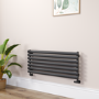 Sorrento Midnight Black Oval Designer Radiator 413x1000mm Single Panel 1696 BTU