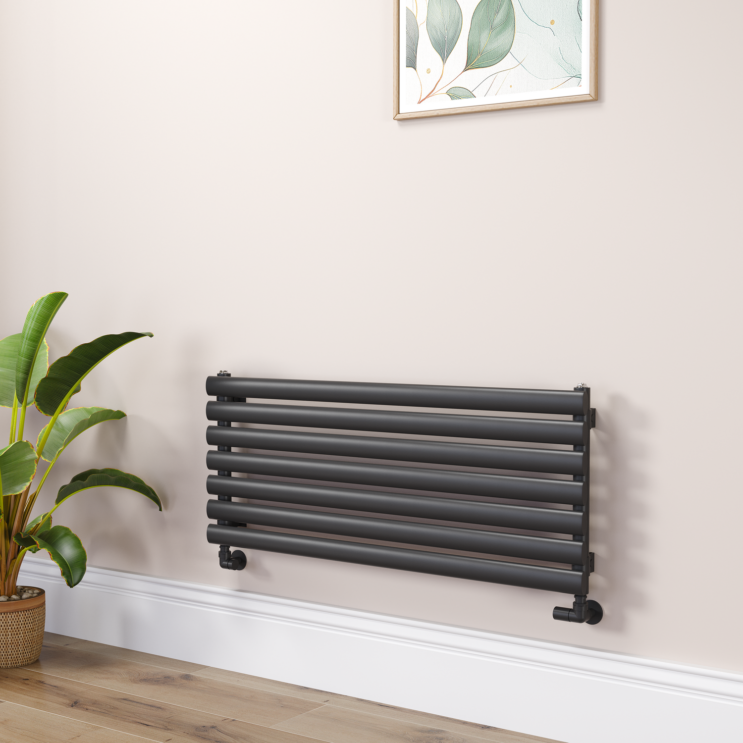 Sorrento Midnight  Oval Designer Radiator 413X1000mm Single Panel 1696 Btu RHS7-1000-BCO