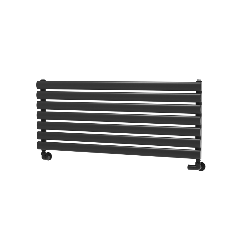 Sorrento Midnight Black Oval Designer Radiator 413x1000mm Single Panel 1696 BTU