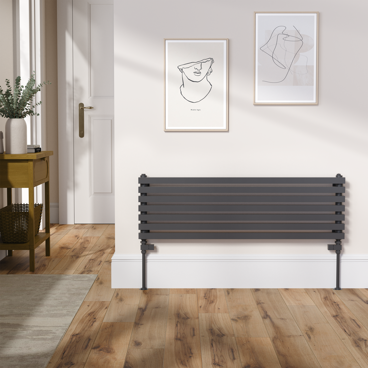 Midnight Square Designer Radiator 315x1000mm Single Panel 1502 BTU