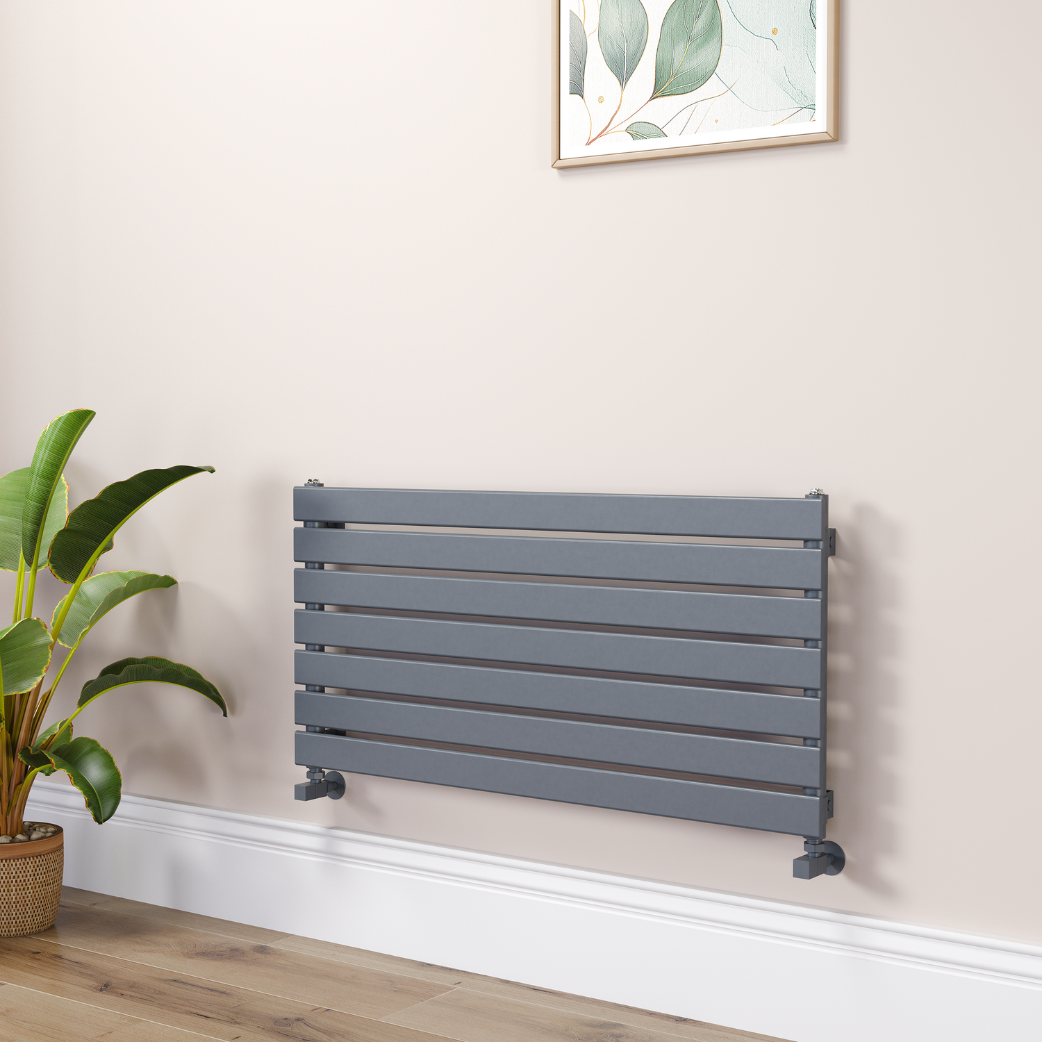 Riace Dark Grey Anthracite Flat Designer Radiator 490X1000mm Single Panel 1891 Btu RHS7-1000-DGCF