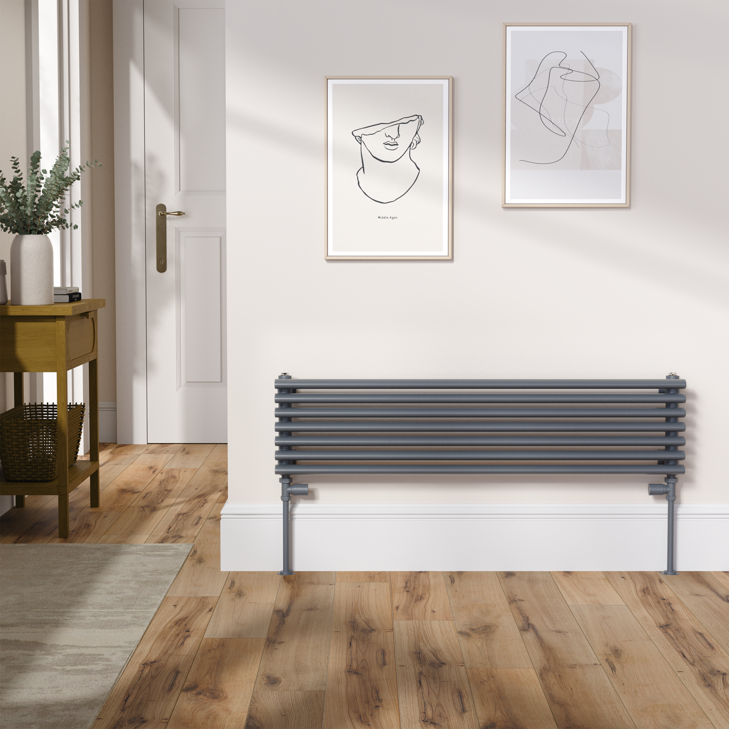 Ventura Dark Grey Anthracite Oval Unique Designer Radiator 245X1000mm Single Panel 1242 Btu RHS7-1000-DGCOU
