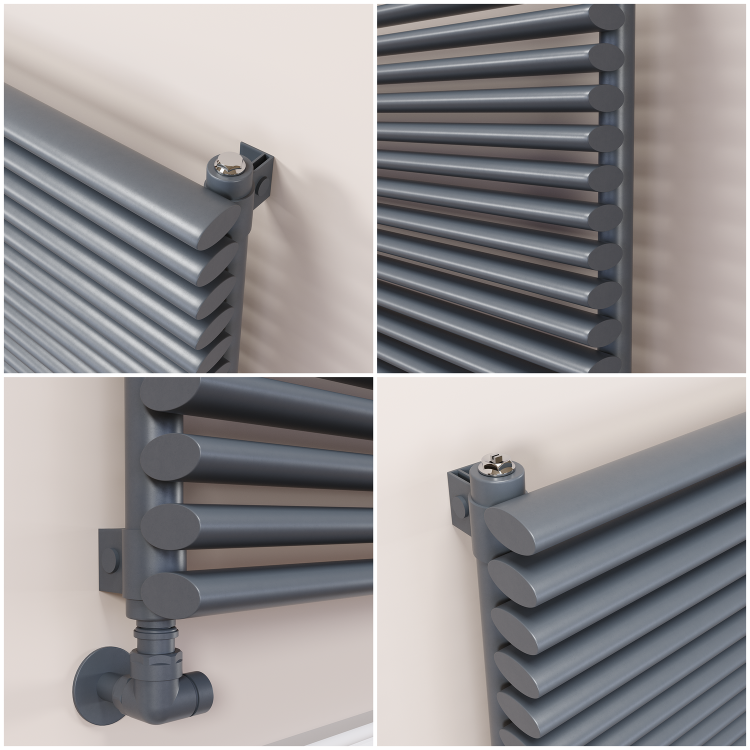 Ventura Dark Grey Anthracite Oval Unique Designer Radiator 245x1000mm Single Panel 1242 BTU