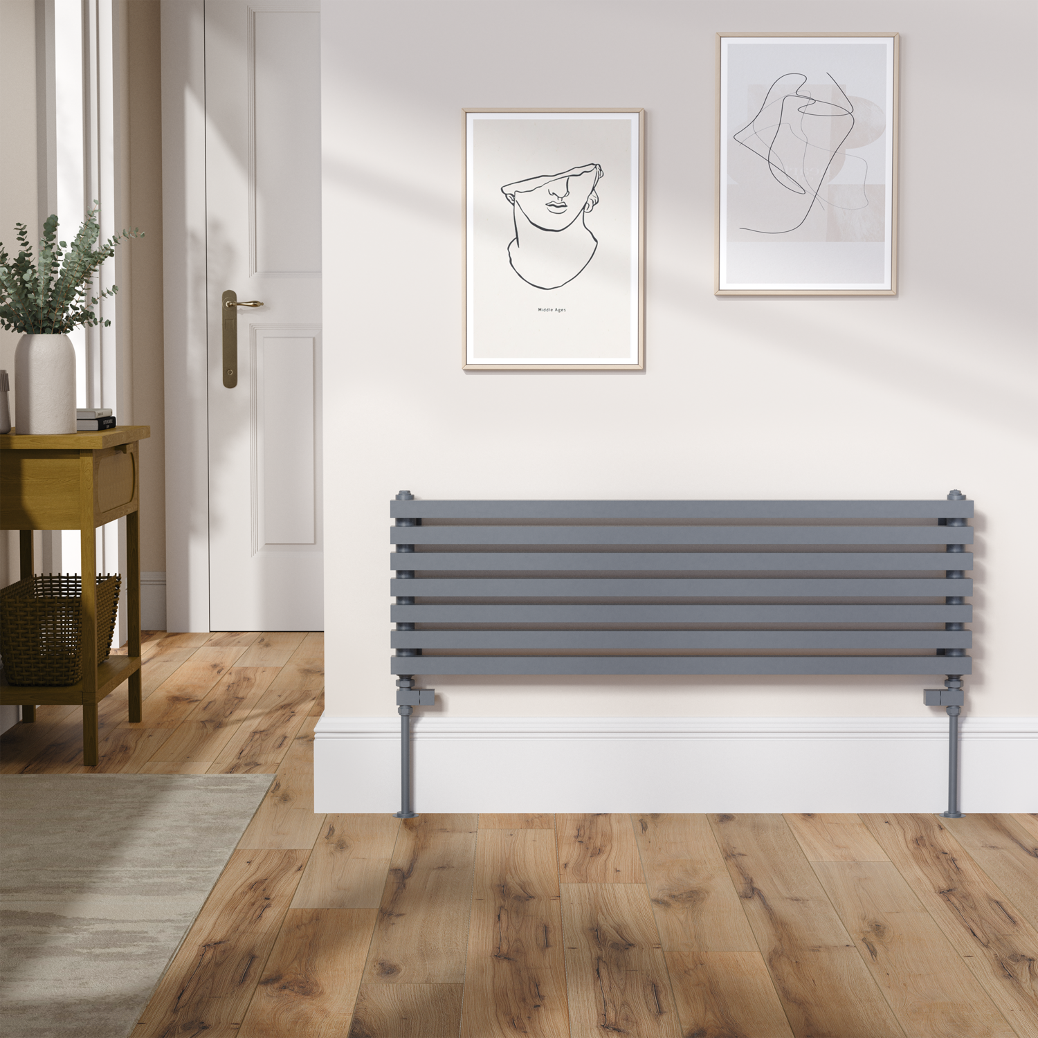 Dark Grey Anthracite Square Designer Radiator 315x1000mm Single Panel 1502 BTU
