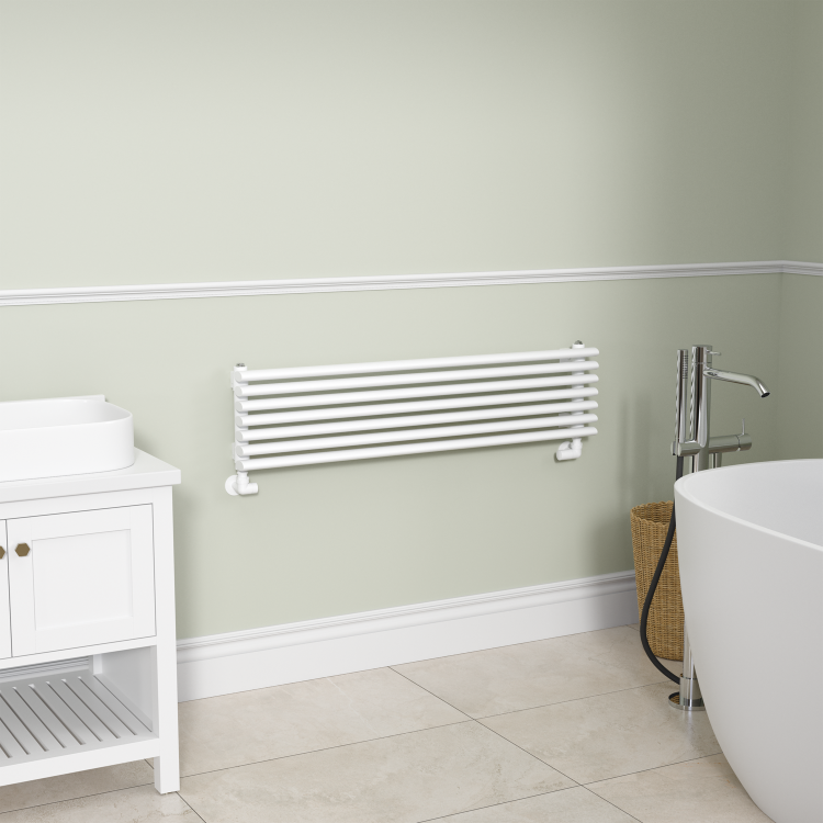 Ventura White Oval Unique Designer Radiator 245x1000mm Single Panel 1242 BTU