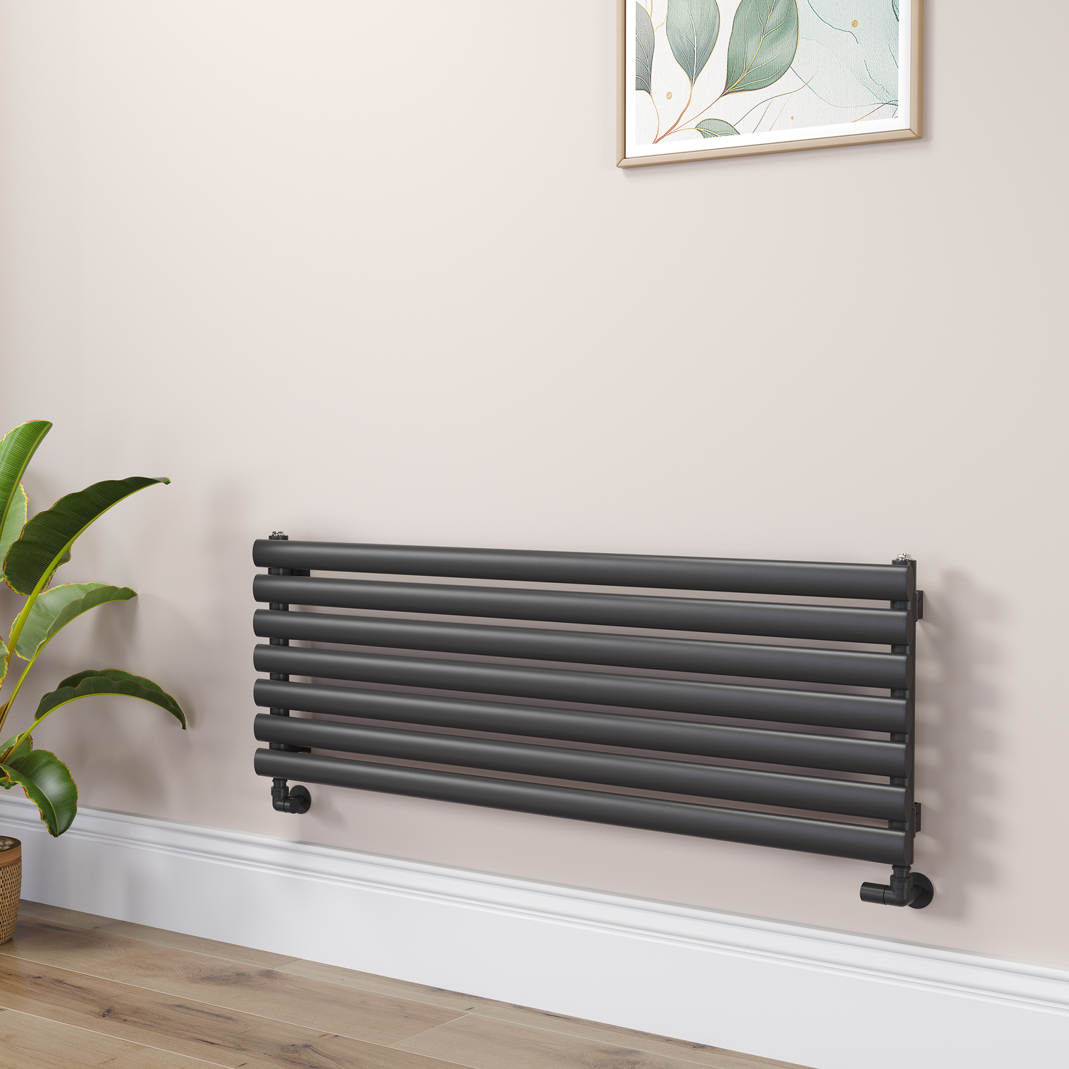 Sorrento Midnight  Oval Designer Radiator 413X1200mm Single Panel 2007 Btu RHS7-1200-BCO