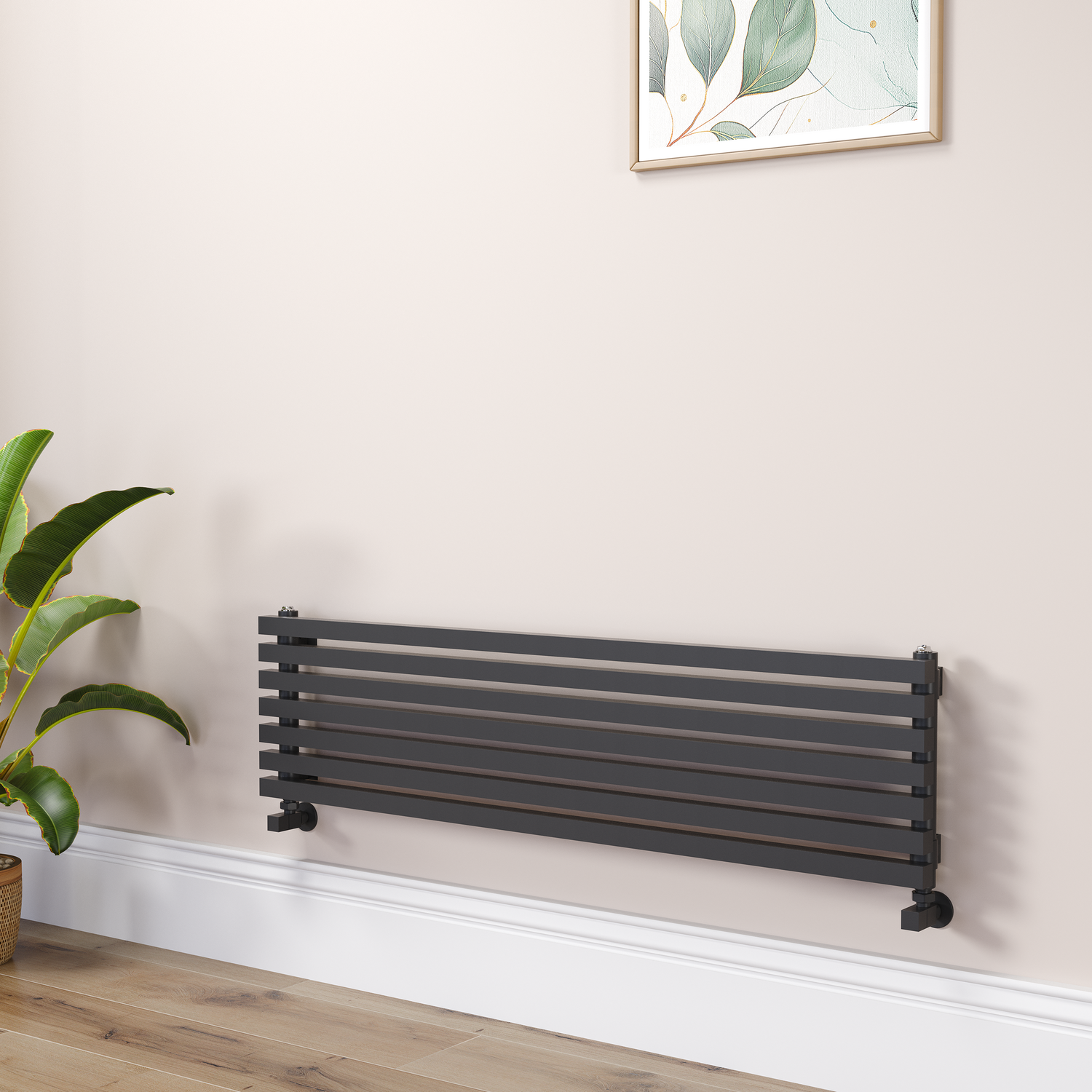 Midnight Square Designer Radiator 315x1200mm Single Panel 1771 BTU