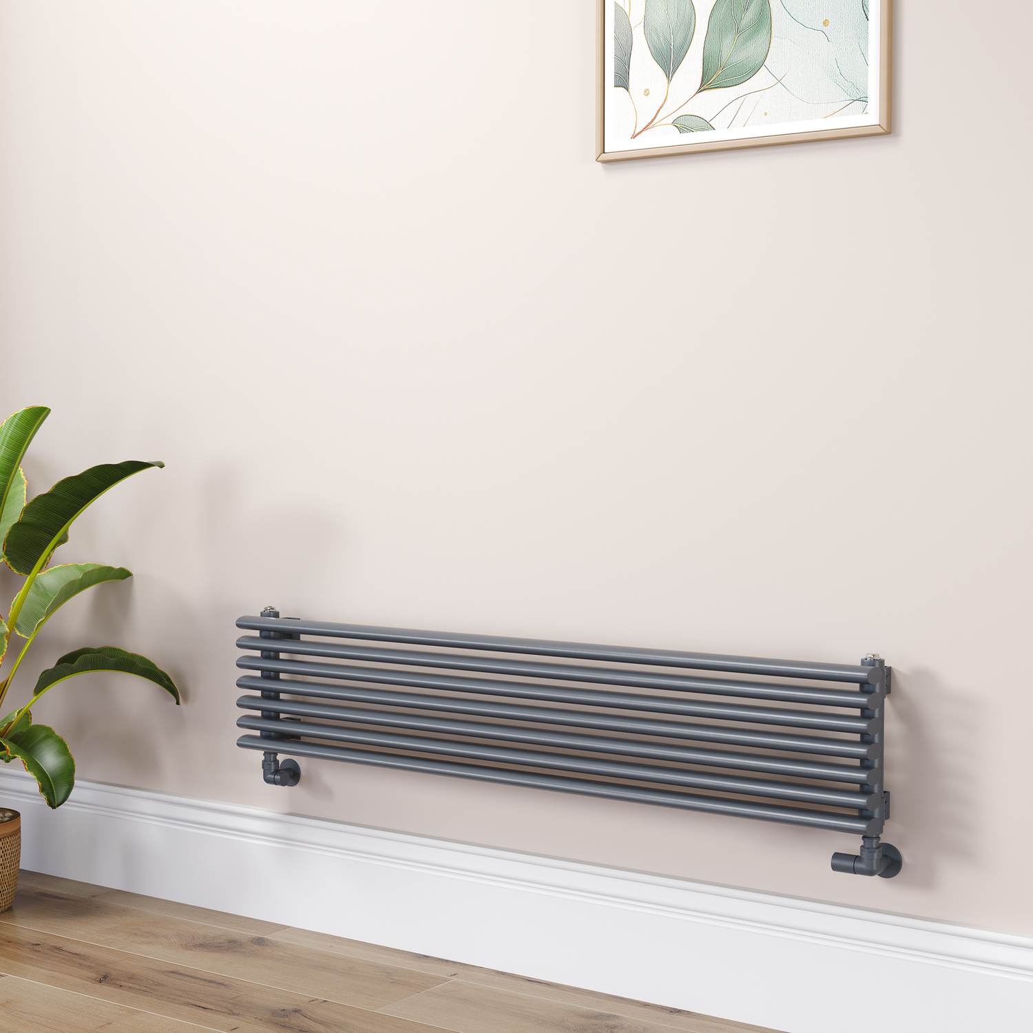Ventura Dark Grey Anthracite Oval Unique Designer Radiator 245X1200mm Single Panel 1553 Btu RHS7-1200-DGCOU