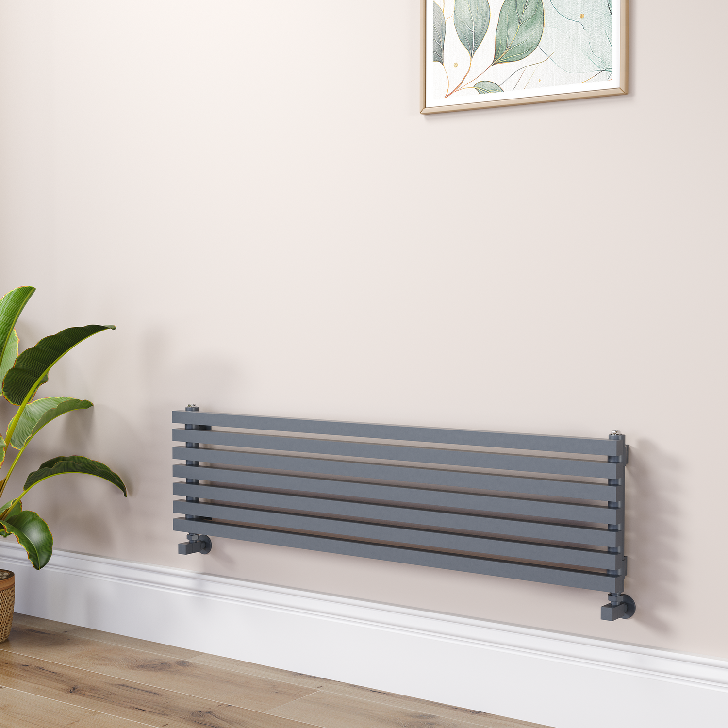 Dark Grey Anthracite Square Designer Radiator 315x1200mm Single Panel 1771 BTU
