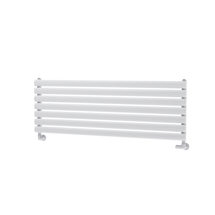 Sorrento White Oval Designer Radiator 413x1200mm Single Panel 2007 BTU