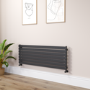 Riace Midnight Black Flat Designer Radiator 490x1400mm Single Panel 2590 BTU