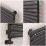 Sorrento Midnight Black Oval Designer Radiator 413x1400mm Single Panel 2321 BTU