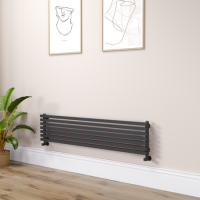 Ravello Midnight Black Square Designer Radiator 315x1400mm Single Panel 2034 BTU