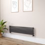 Ravello Midnight Black Square Designer Radiator 315x1400mm Single Panel 2034 BTU