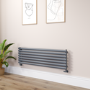 Sorrento Dark Grey Anthracite Oval Designer Radiator 413x1400mm Single Panel 2321 BTU