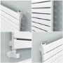Riace White Flat Designer Radiator 490x1400mm Single Panel 2590 BTU