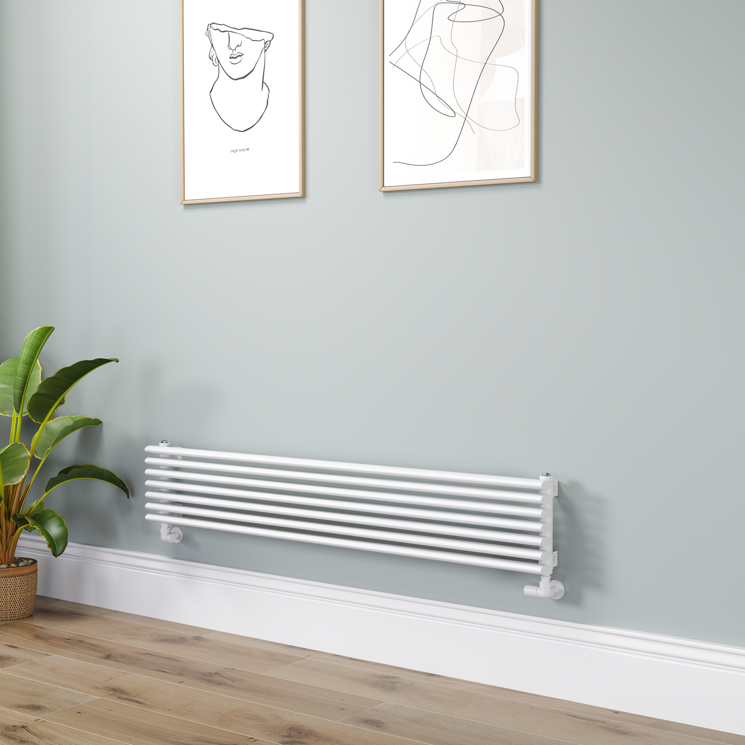 Ventura  Oval Unique Designer Radiator 245X1400mm Single Panel 1860 Btu RHS7-1400-WCOU