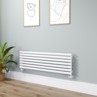 Sorrento White Oval Designer Radiator 413x1400mm Single Panel 2321 BTU