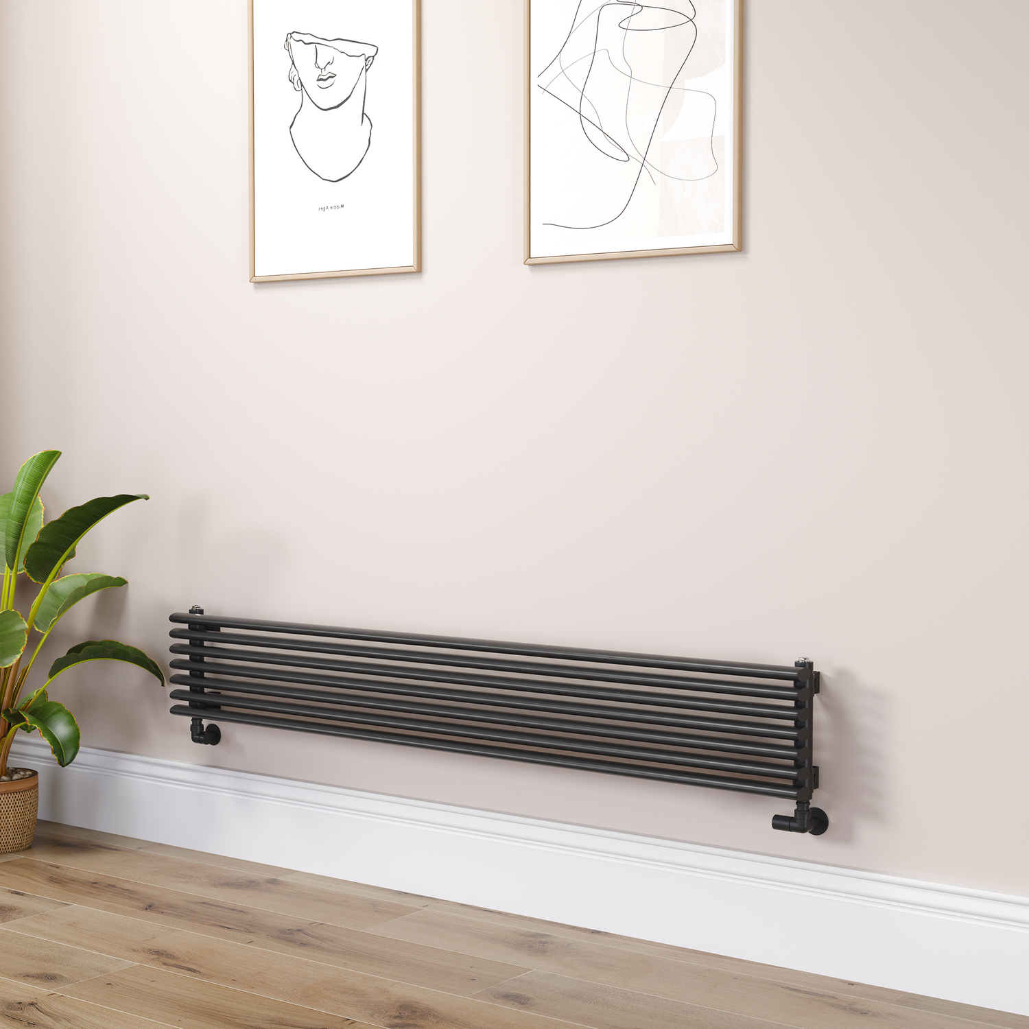 Ventura Midnight  Oval Unique Designer Radiator 245X1600mm Single Panel 2171 Btu RHS7-1600-BCOU