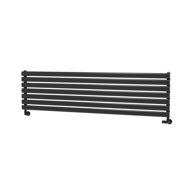Sorrento Midnight Black Oval Designer Radiator 413x1600mm Single Panel 2645 BTU